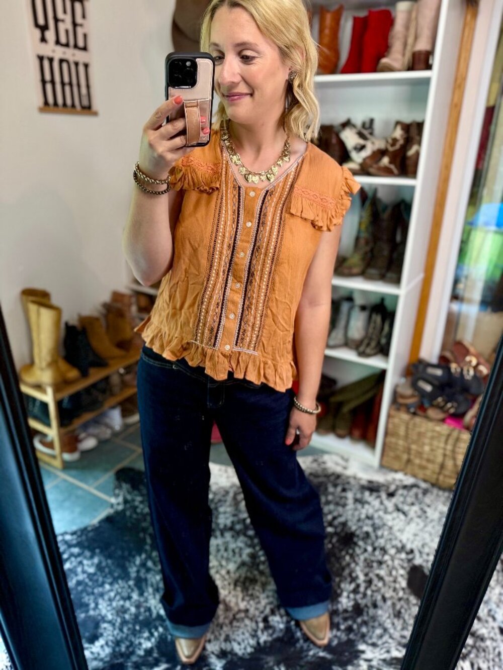 Kipp Embroidered Frilled Top [Orange] ✙NWT✙